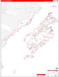 Kodiak IslandBorough (County), AK Wall Map Zip Code Red Line Style 2026